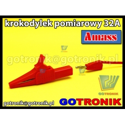 Krokodylek pomiarowy 32A | czerwony