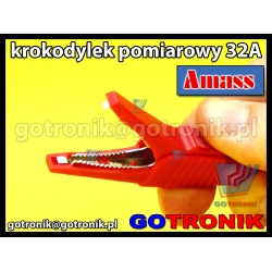 Krokodylek pomiarowy 32A | czerwony + czarny