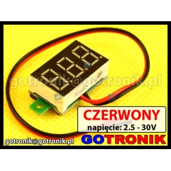 Woltomierz panelowy cyfrowy LED 2,5-30V CZERWONY