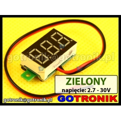 Woltomierz panelowy cyfrowy LED 2,7-30V ZIELONY