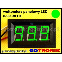 Woltomierz panelowy cyfrowy LED 0-99,9V ZIELONY obudowa