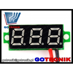 Woltomierz panelowy LED 3,5-30V CZERWONY