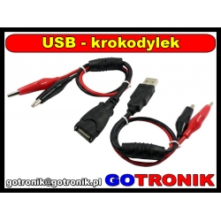 Zestaw przewodów gniazdo/wtyk USB na krokodylki 3A