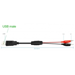 Zestaw przewodów gniazdo/wtyk USB na krokodylki 3A