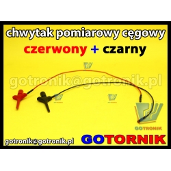 Miniaturowy chwytak pomiarowy cęgowy z przewodem | czerwony + czarny