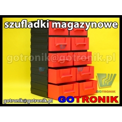 Regał szufladkowy 10 szufladek czerwonych z przegródkami