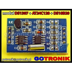 Moduł zegara RTC DS1307 + pamięć eeprom AT24C128 + czujnik temperatury DS18B20