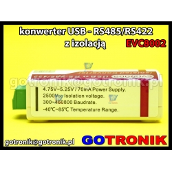 EVC8002 - konwerter USB - RS485/RS422 z izolacją