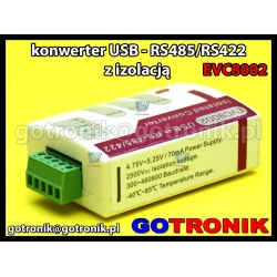 EVC8002 - konwerter USB - RS485/RS422 z izolacją