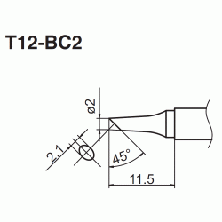 T12-BC2 grot fi 2mm ścięty 45°