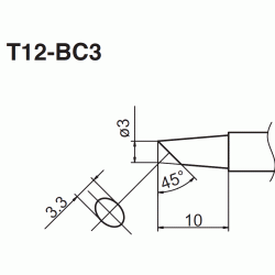 T12-BC3 grot fi 3mm ścięty 45°