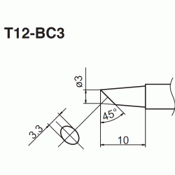 T12-BC3 grot ścięty 45° Alientek Hakko Aoyue FX FM Bakon