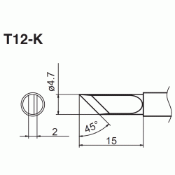 T12-K grot ścięty typu nóż  Alientek Hakko Aoyue FX FM Bakon