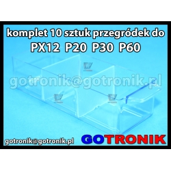 Komplet 10 sztuk przegródek do szufladek P20 P30 P60 PX12