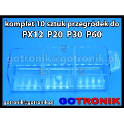 Komplet 10 sztuk przegródek do szufladek P20 P30 P60 PX12