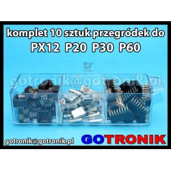 Komplet 10 sztuk przegródek do szufladek P20 P30 P60 PX12