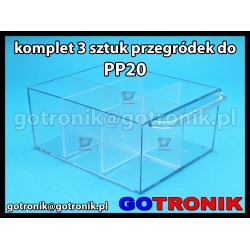 Komplet 3 sztuk przegródek do szufladek PP20