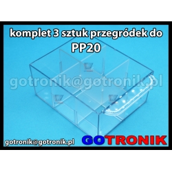 Komplet 3 sztuk przegródek do szufladek PP20