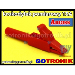 Krokodylek pomiarowy na gniazdo banan 4mm | czerwony