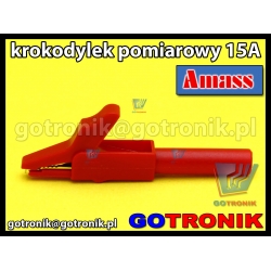 Krokodylek pomiarowy na gniazdo banan 4mm | czerwony