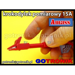 Krokodylek pomiarowy na gniazdo banan 4mm | czerwony