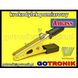 Krokodylek pomiarowy czarny na gniazdo banan 4mm