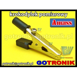 Krokodylek pomiarowy czarny na gniazdo banan 4mm