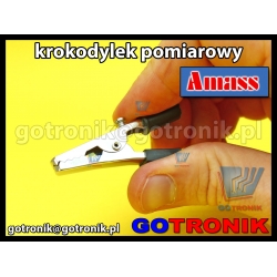 Krokodylek pomiarowy czarny na gniazdo banan 4mm