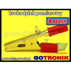 Krokodylek pomiarowy czerwony na gniazdo banan 4mm