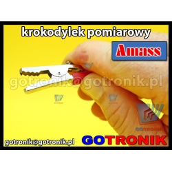 Krokodylek pomiarowy czerwony na gniazdo banan 4mm