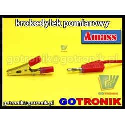 Krokodylek pomiarowy czerwony na gniazdo banan 4mm