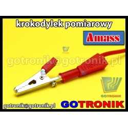 Krokodylek pomiarowy czerwony na gniazdo banan 4mm