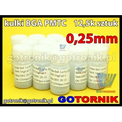 Kulki BGA PMTC 0,25mm Sn96.5Ag3Cu0.5 bezołowiowe 12,5k sztuk