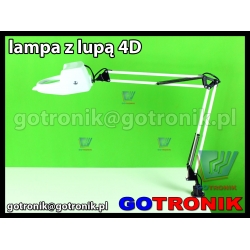 Lampa 60W z lupą 100mm powiększenie 4D CZARNA