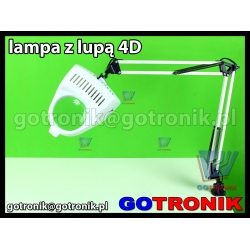 Lampa 60W z lupą 100mm powiększenie 4D CZARNA