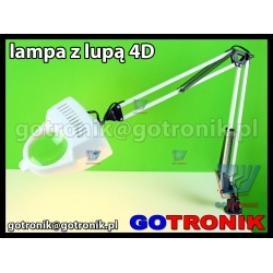 Lampa 60W z lupą 100mm powiększenie 4D CZARNA