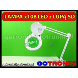 Lampa z lupą 5D 108 LED przykręcana do blatu