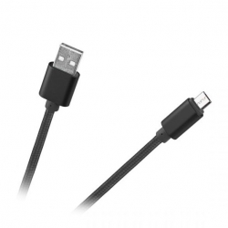 Przewód USB - micro USB w oplocie nylonowym czarny