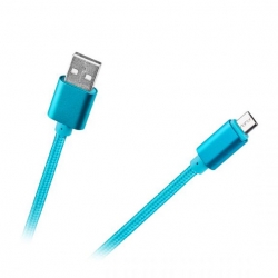 Przewód USB - micro USB w oplocie nylonowym niebieski