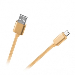 Przewód USB - micro USB w oplocie nylonowym złoty