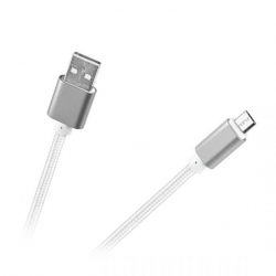 Przewód USB - micro USB w oplocie nylonowym biały