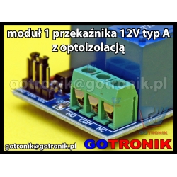 Moduł 1 przekaźnika 12V typ A z optoizolacją