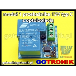 Moduł 1 przekaźnika 12V typ C z optoizolacją