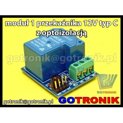 Moduł 1 przekaźnika 12V typ C z optoizolacją