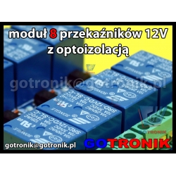 Moduł 8 przekaźników 12V z optoizolacją
