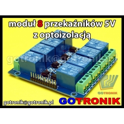 Moduł 8 przekaźników 5V z optoizolacją