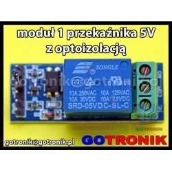 Moduł 1 przekaźnika 5V z optoizolacją