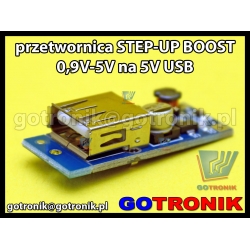 Przetwornica STEP-UP BOOST 0,9V-5V na 5V USB 600mA