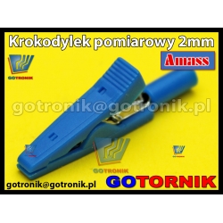 Krokodylek 2mm do przewodów miernika NIEBIESKI