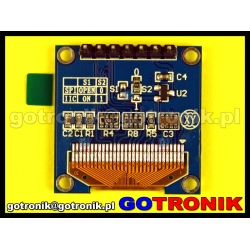 Wyświetlacz OLED 0,96' SSD1306 dwukolorowy niebieski + żóty